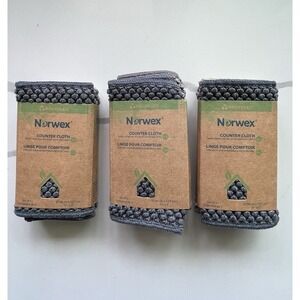 NEW Norwex Counter Cloths Set of 3 Slate Vanilla Mushroom BACLOCK Microfiber x3!